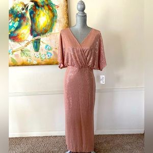 ALEX B NITES WOMAN ROSE GOLD SEQUIN  FORMAL DRESS PLUS SIZE 20W 🌟NWT🌟